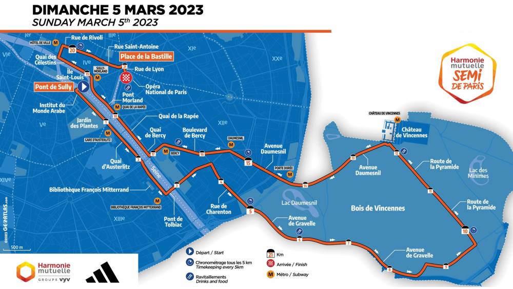 le parcours du semi marathon de paris 2023