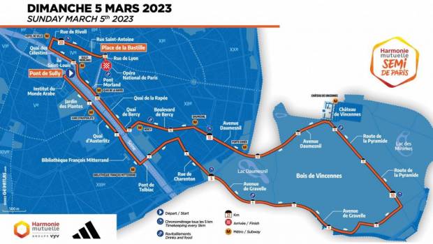 le parcours du semi marathon de paris 2023